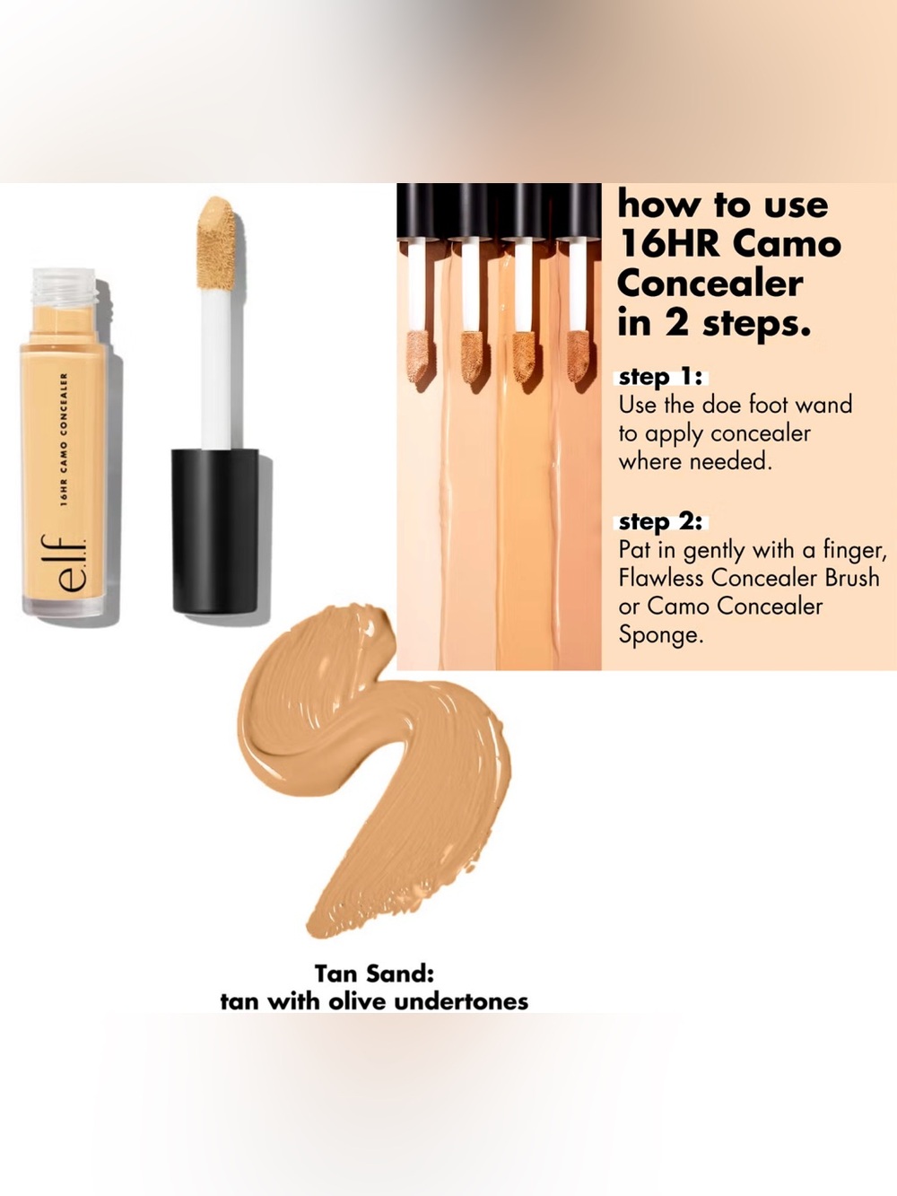 e.l.f. 16HR Camo Concealer (Tan Sand) NIB 6 ml / 0.2 fl oz - Picture 3 of 4